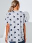 Printed V Neck Casual Short Sleeve Tops