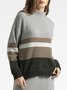 Color Block Casual Autumn Acrylic Daily Casual Long sleeve Fit Regular Sweater for Women