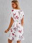 A-Line Floral Short Sleeve Casual Weaving Dress