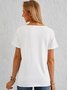 Plus Size Short Sleeve V Neck Color Block Casual T-shirt