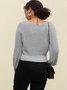 Grey Knitted Balloon Sleeve Sweater
