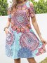 Casual Floral A-Line Knitting Dress