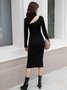 Solid High Neck Long Sleeve Sweater Dress