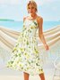 Resort U-Neck Cotton-Blend Sleeveless Weaving Dress