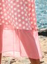 Holiday Short Sleeve Polka Dots A-Line Weaving Dress