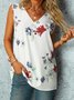 Plus size V Neck Floral Printed Sleeveless Shirts & Tops
