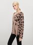 Women Leopard Autumn Fashion Heavyweight Micro-Elasticity Daily Casual Long sleeve H-Line Sweater