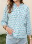 3/4 Sleeve Floral Shift Casual Blouse