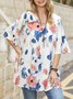 V-neck tie-dyed print seven-point sleeves casual fashion top