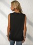 Plus Size Black Moon Printed Shift Crew Neck Party Daily Casual Sleeveless Tanks & Camis