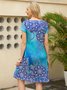 Casual holiday gradient folk pattern Datura Vintage Print loose A-line dress Plus Size
