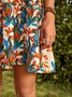 Resort Short Sleeve Floral V Neck Weaving Dress