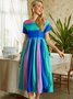 Casual Short Sleeve Ombre/tie-Dye Weaving Dress