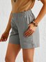 Women Pockets Elastic Band Casual Summer Shorts