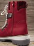 Wool Stitching PU Lace Buckle Middle Snow Snow Boots