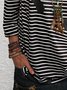 Plus size Stripes Casual Long Sleeve Tops