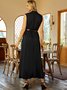 Plus Size V neck Vintage Sleeveless Weaving Dress