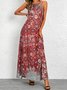 Plus Size Floral Vintage Floral-Print Sleeveless Knitting Dress