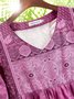 Plus Size Women Half Sleeve V-Neck Vintage Floral Casual Midi Dress