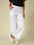Casual Pockets Cotton-Blend Solid Pants