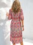 A-Line Floral-Print Casual Weaving Dress