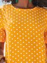 Polka Dots Floral-Print Short Sleeve Boho Weaving Dress