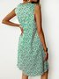 New Women Chic Plus Size Holiday Floral Vintage Sleeveless A-Line Weaving Dress