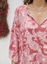 3/4 Sleeve V Neck Resort Weaving Dress