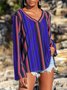 Striped Casual 3/4 Sleeve Shirt & Top