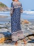 Women Vacation Paisley Autumn Polyester Mid-weight No Elasticity Long Three Quarter A-Line Dress