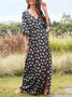 Floral Sexy Spring Polyester Half sleeve Daily Short sleeve Loose Long Dress for Women