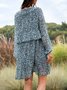 Blue Chiffon Holiday Long Sleeve Leopard Weaving Dress