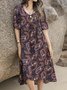 Half Sleeve V Neck Paisley Print Midi Dress