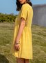 Yellow Paneled Boho V Neck Short Sleeve Mini Weaving Dress