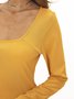 Women Vintage Plain Spring Polyester Ruched Daily Long sleeve Tight Crop Dresses