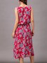 Red Floral Sleeveless Weaving Dress
