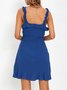 Vacation Plain Spring Polyester Ruched Daily Sleeveless Fit Crop Dresses for Women