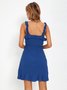 Vacation Plain Spring Polyester Ruched Daily Sleeveless Fit Crop Dresses for Women