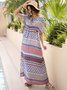 Casual Floral-Print Short Sleeve Weaving Dress