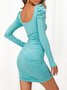 Party Solid Autumn Square neck Ruched Club Mini Tight Crop Dresses for Women