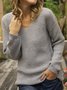 Casual Solid Autumn Acrylic V neck Daily Long sleeve Fit Regular Sweater for Women