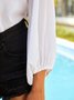 Casual Spring V neck Polyester Cotton Long sleeve Loose Regular Top for Women