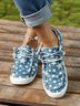 (small-size) Star Graphic-Print Denim Lace-Up Canvas Flats
