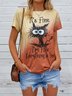 Women Casual Animal Summer Crew Neck Daily Jersey Short sleeve Regular H-Line T-shirt