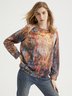 Casual All Season Printed Long sleeve Loose Crew Neck Cotton-Blend Regular Extended Styles Sweatshirts for Women
