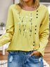 Women Floral Autumn Casual Daily Long sleeve Loose Crew Neck Regular H-Line Tops