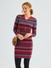 Cotton-Blend Casual Knitting Dress