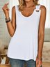 Plain Summer Casual Micro-Elasticity Daily Jersey Fit Crew Neck Regular Tanks & Camis for Women