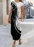 Black and white classic contrast color split loose Long Dress