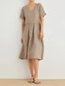 Plain Casual Loose Linen Dress With No